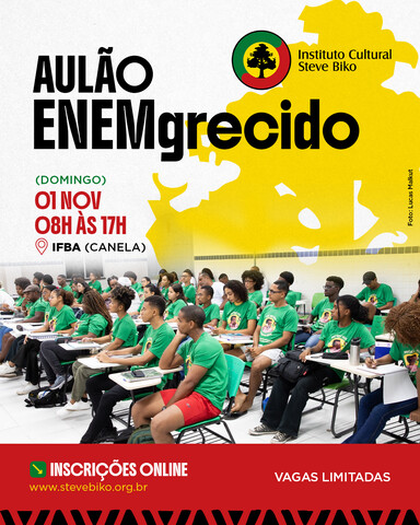 Instituto Steve Biko inscreve para Aulão ENEMgrecido em novembro