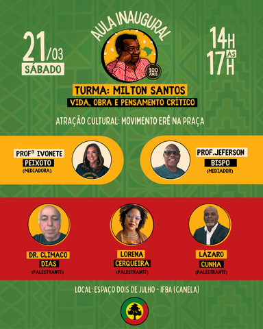 Instituto Steve Biko inicia Pré Vestibular 2026 com Aula Inaugural sobre legado de Milton Santos